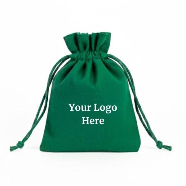Emerald Isle Cotton Drawstring Pouches with Custom Logo - 100 Pcs